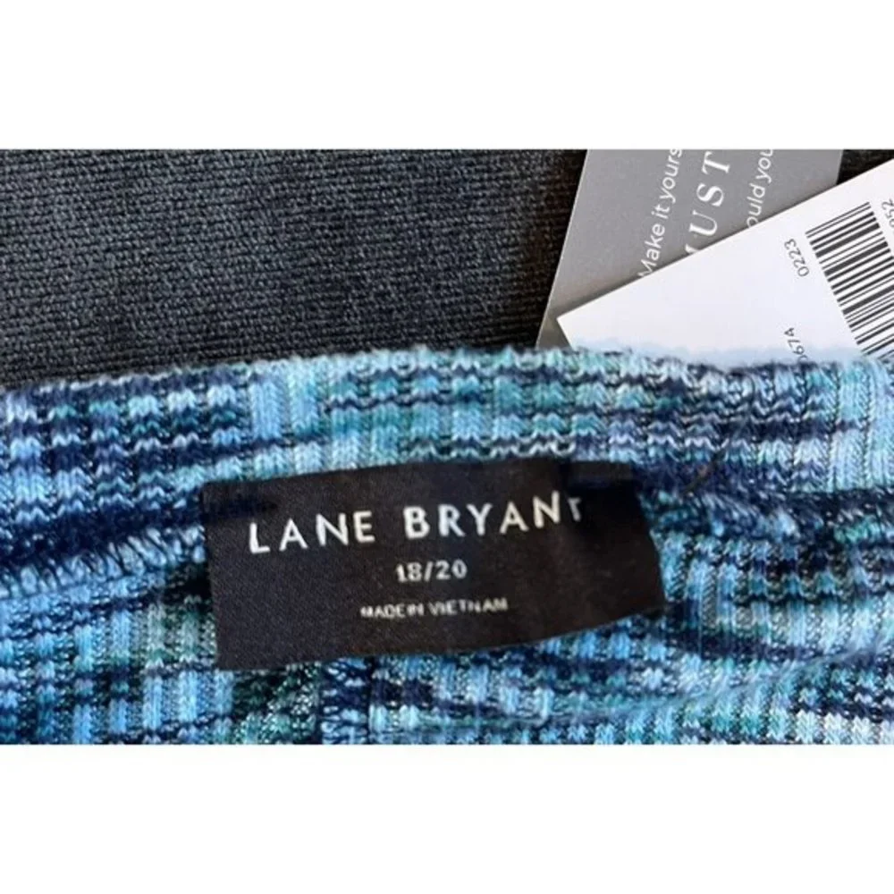 NWT lane Bryant Bodycon Blue Black Spacedye Rib Long Sleeveless Dress 18 20 Tank